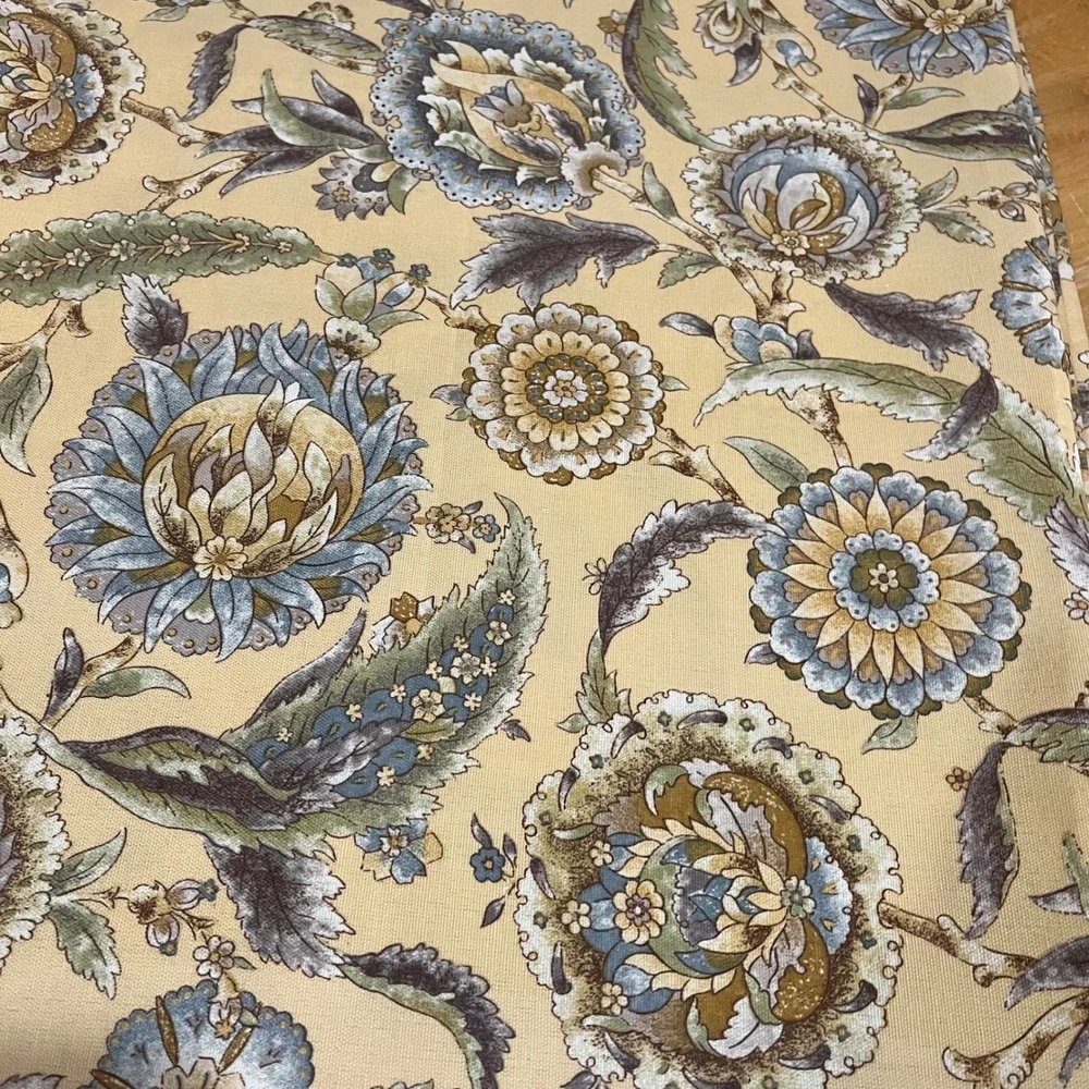 Traditions by‎ Waverly Floral Jacquard Curtain Panel Gold Blue Sage 52x82 Single